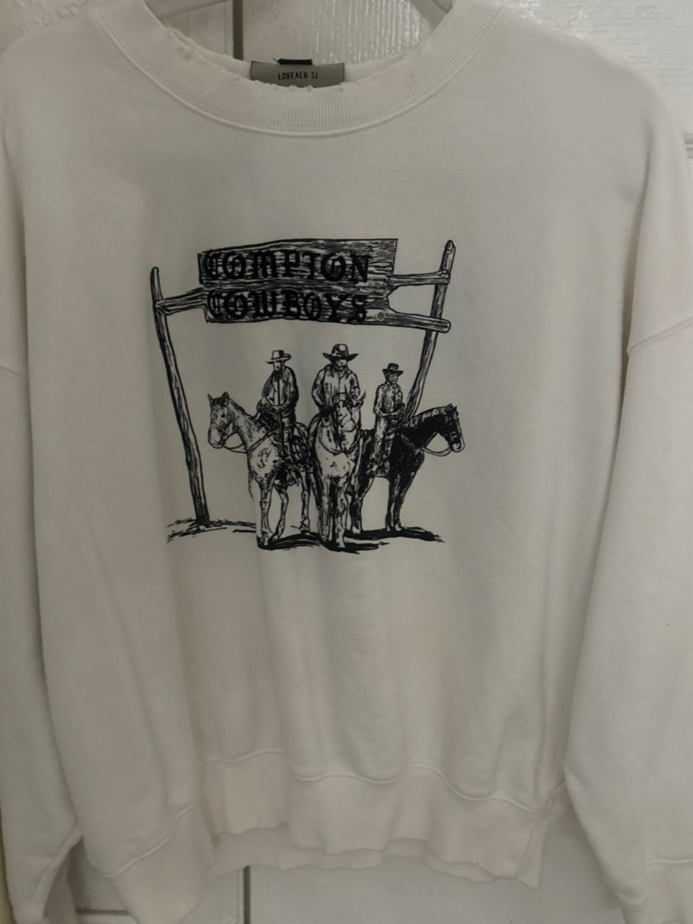 Forever 21 White Crewneck Sweatshirt with Black Cowboy Graphic
